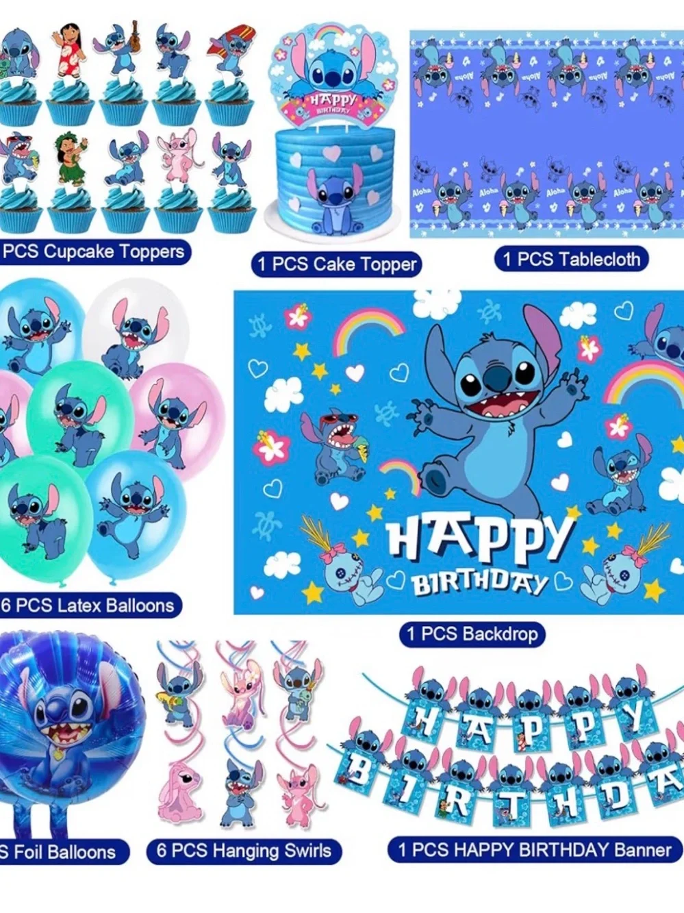 Stitch Party Supplies, Birthday Party Decorations Set  103 pieces